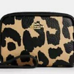 Pouch Wristlet With Leopard Print